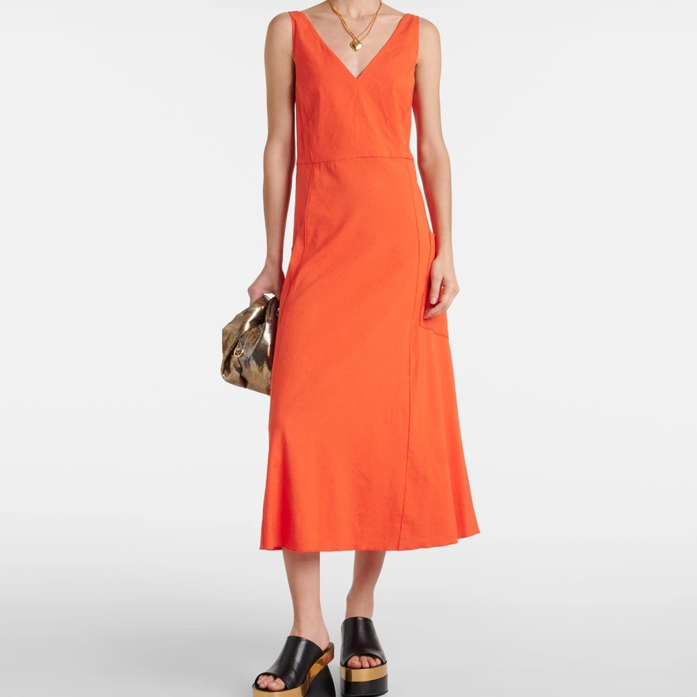 Vince Vibrant Orange Midi Dress Sz Small NWT